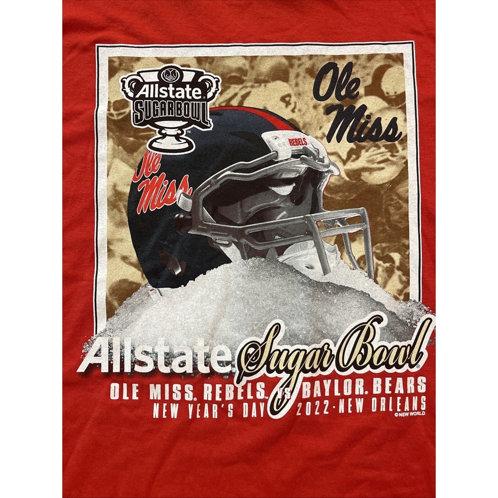 Gilden Sugar Bowl Tee Men XL Ole Miss Rebels & Baylor Bears New Years 2022